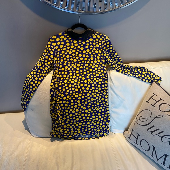 NEW NWT - very fashionable top - leather Peter Pan collar polka dots - size XL - Picture 5 of 7